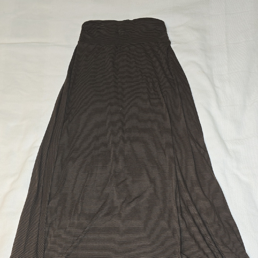 Bobeau Chocolate And Black Striped Maxi Skirt